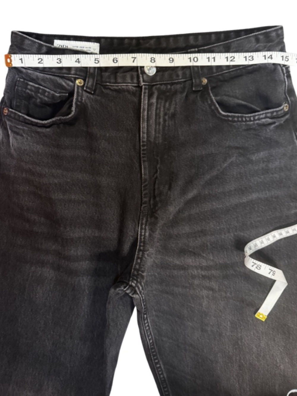Zara Black Wide-Leg Distressed Hem Jeans 8 - Picture 9 of 12